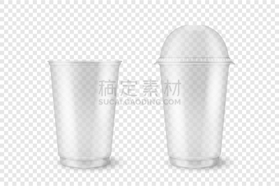 果汁,模板,塑胶,矢量,透明,空的,关闭的,一次性杯子,包装