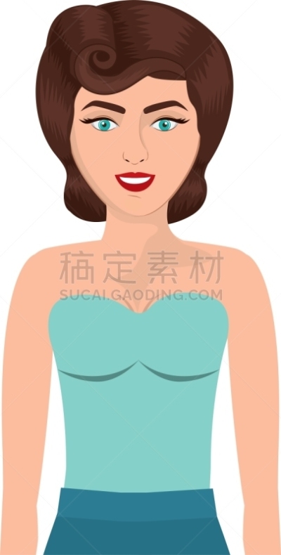 分离着色,女人,动画片,可爱的,魅力,人,高雅,华贵,复古,设计