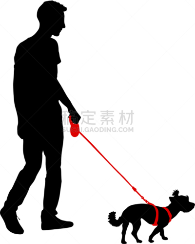 狗,男人,白色背景,纯种犬,梗犬,动物,斯班尼犬,剪影,坐,训练
