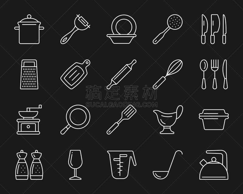 烹调用具,白色,符号,线条,极简构图,擦菜板,直的,长柄勺,撇水鸟,布置