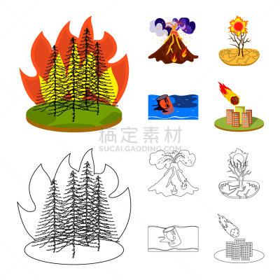 天气,发狂的,分离着色,一个物体,图标,热,环境,漏泄,硫磺