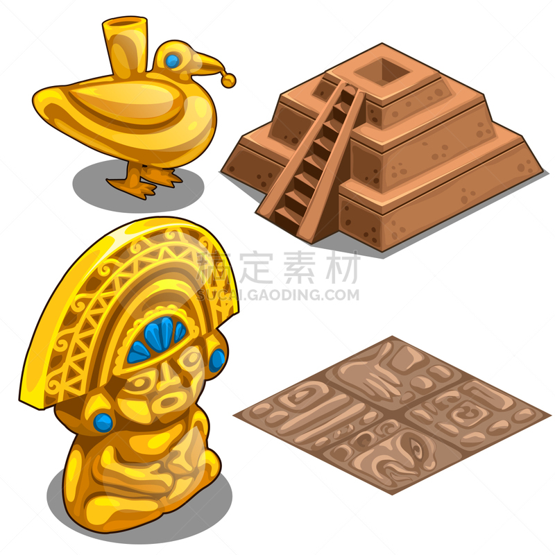 golden maya objects flooring and pyramid model