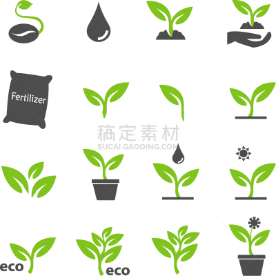 植物群,绿色,彩色图片,计算机图标,分离着色,生物学,华丽的,离开,布置,收集