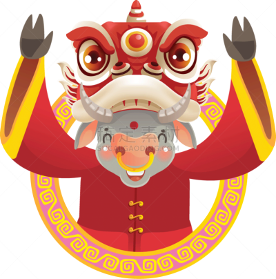 母牛,可爱的,传统,贺卡,春节,中文,新年前夕,十二生肖,动物,节日