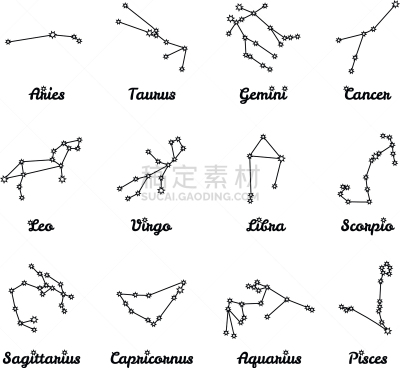 星座,数字12,天秤座,水瓶座,狮子,现代,双鱼座,蝎子,天空,布置