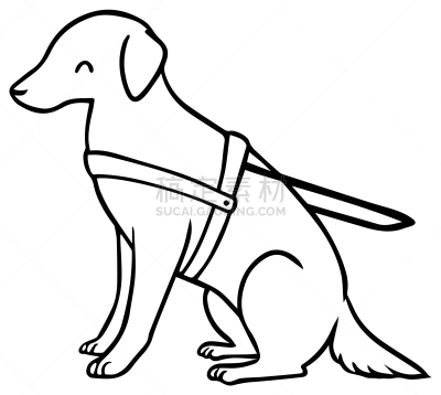 狗,矢量,绘画插图,家庭护理,助听器,背景分离,哺乳纲,导盲犬,动物,能力缺陷者