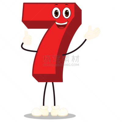 数字7,图像,性格,矢量,数字,数,分数符号,面部表情,人的脸部,剪贴画
