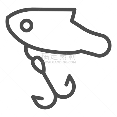 鱼类,鱼钩,线图标,野生动物,直的,设备用品,湖,绘制,剪影