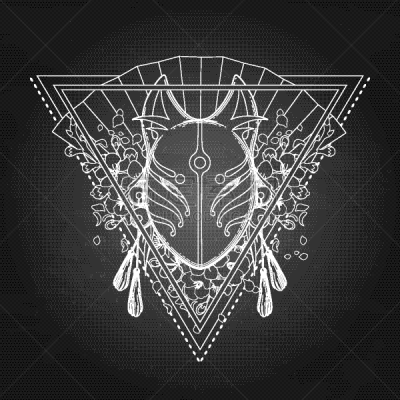 狐狸,插画,防护面罩,飘然,肖像,魔鬼,动物,装饰物