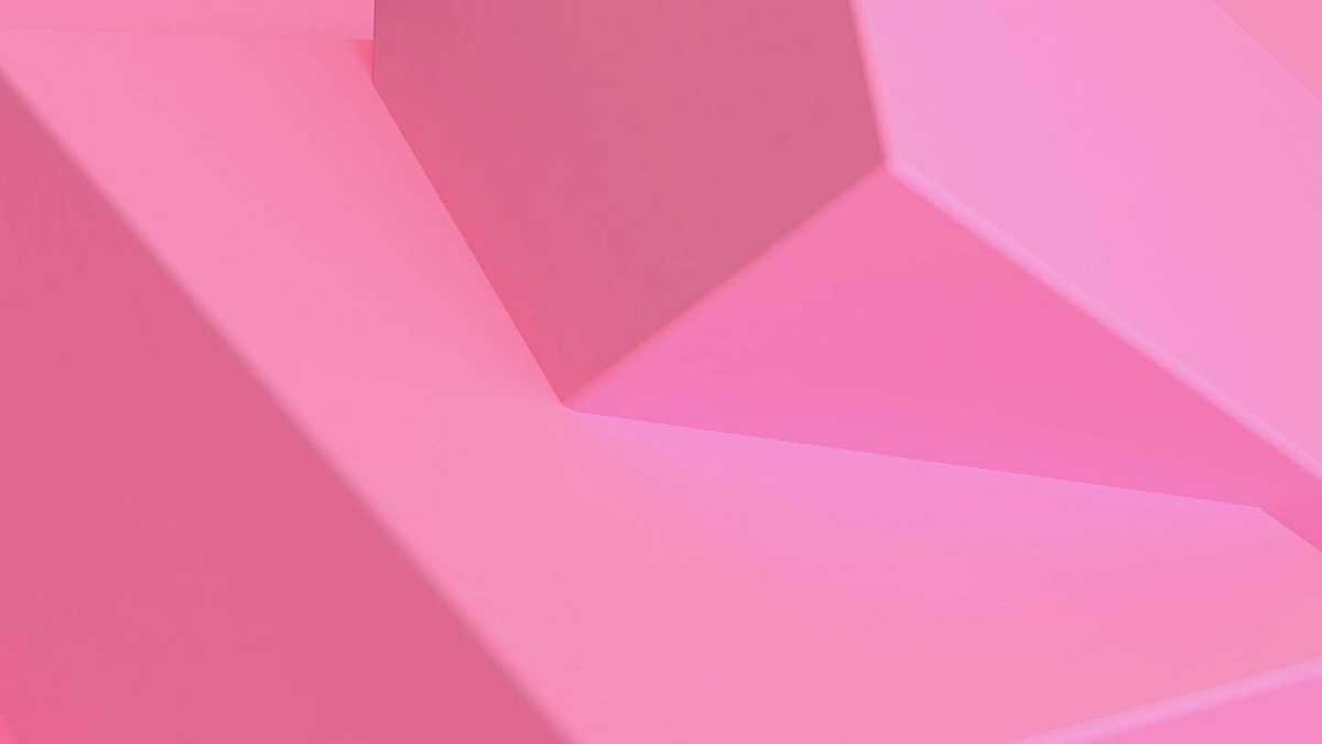 粉红色立方体抽象3D渲染的循环动画与几何形状。运动设计， 超高清