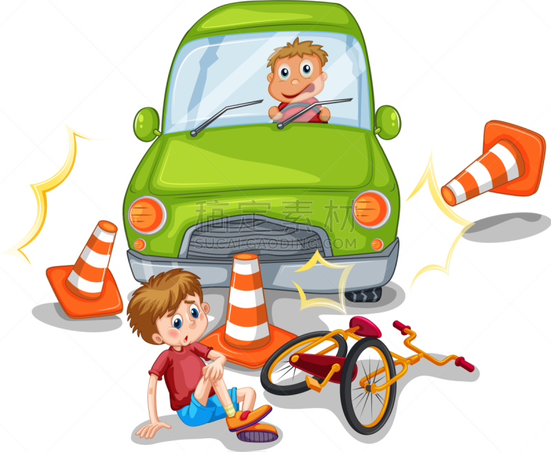 汽车,意外事件,可爱的,脚踏车,车轮,面具,自行车,儿童,破坏,碰撞