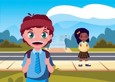 男孩,街道,女孩,白昼,重返校园,人,愉悦,男人,图像,青少年