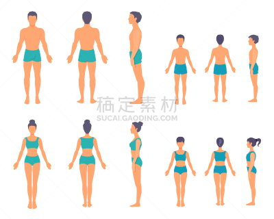 背面视角,侧面视角,正面视角,与众不同,背景分离,家庭,模板,儿童,全身像