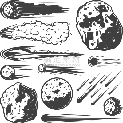 陨石,白色,热,天文学,太空,迅速,图像,小行星,收集,复古