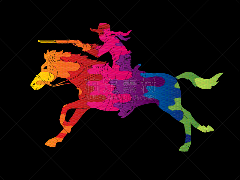 牛仔,马,人,男人,品牌名称,分离着色,矢量,舞蹈,瞄准