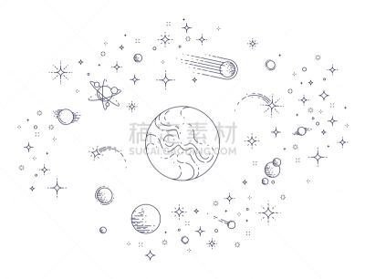 细的,行星,绘画插图,科学,未来,星系,太空,小行星,矢量,彗星