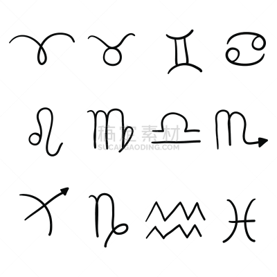 绘画插图,乱画,符号,星座,动物手,高雅,秘密,天秤座,双子座,水瓶座