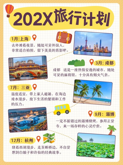 旅行计划旅行攻略合集手帐风小红书配图预览效果