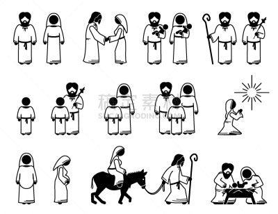 耶稣基督,圣玛丽,简笔人物画,圣约瑟夫君,丈夫,父母,婚姻,妻子,母亲,父亲