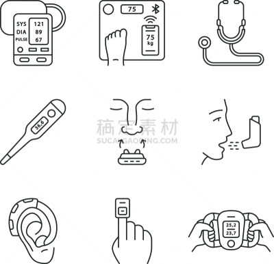 健康保健,计算机图标,直的,数字化显示,脉搏图,药,技术,温度,细的,教练