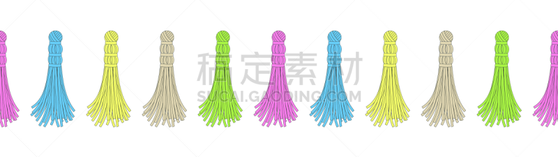 绘画插图,穗,矢量,式样,水平画幅,国境线,分离着色,可爱的,绳子,窗帘