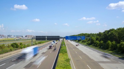 法兰克福机场德国A5高速公路交通堵塞-延时摄影