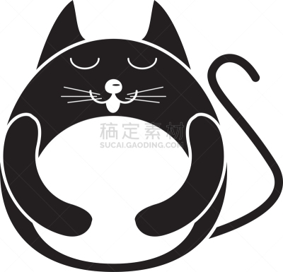 分离着色,猫,卡通,可爱的,性格,恶作剧,图像,矢量,设计,剪影