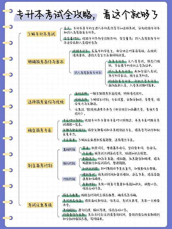 教育专升本思维导图科普攻略小红书配图