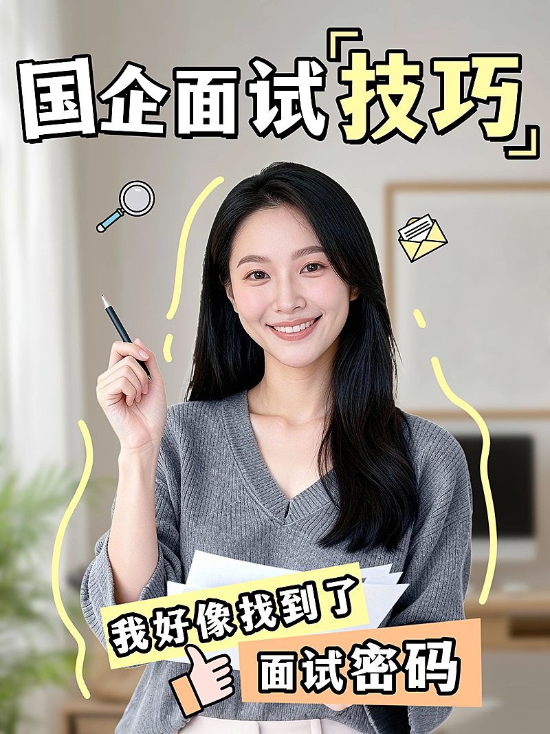 知识付费国企面试技巧分享人像小红书封面