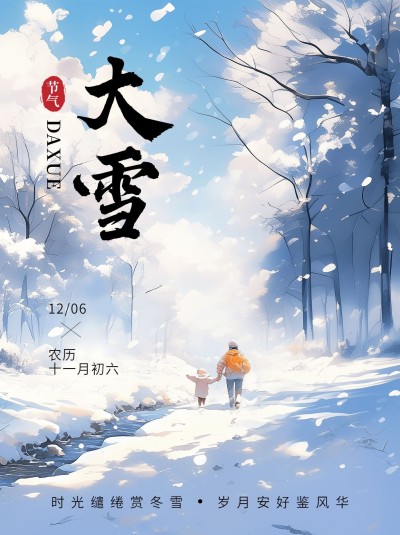 大雪节气祝福AI绘画小红书封面