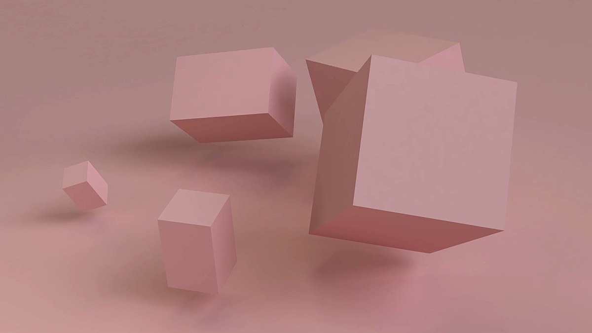 具有几何形状的循环动画的立方体抽象3D渲染。运动设计， 超高清
