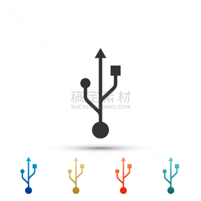 分离着色,USB线,图标,白色背景,白色,数据,计算机,技术,图像