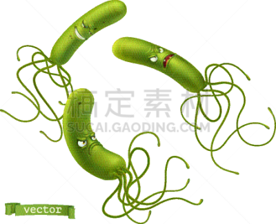 幽门螺旋杆菌,怪物,细菌,绿色,幽默,生物学,可爱的,微生物学,健康保健,基因突变