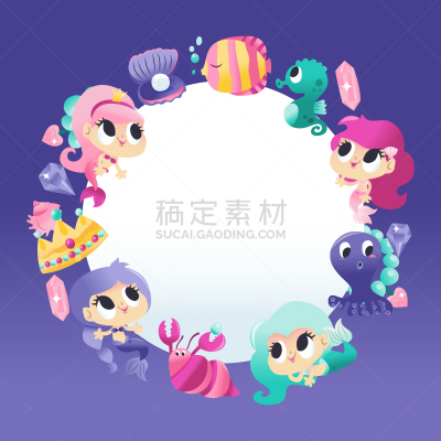 可爱的,海洋生命,美人鱼,留白,愉悦,手镯,图像,公主,海洋,魟鱼