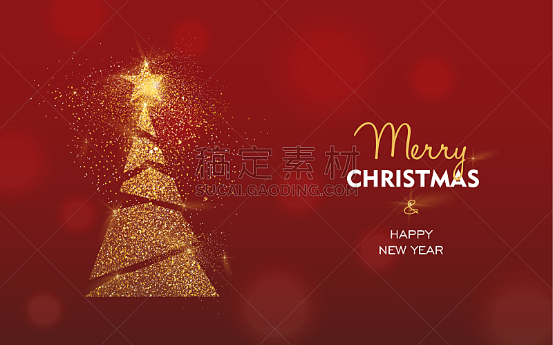 贺卡,松树,黄金,新年,圣诞树,光,粒子,闪亮,发光