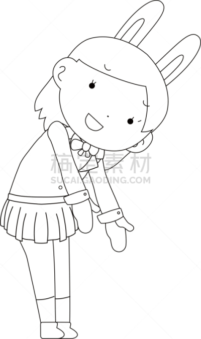 女孩,轮廓,兔耳朵,水手服,可爱的,休闲游戏,宅男,惊骇,一个人,引座员