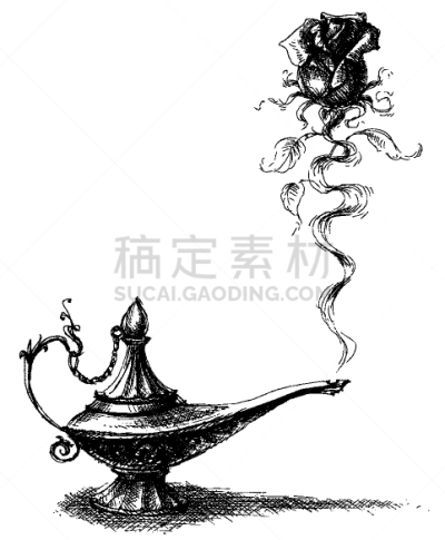 概念,神灯,玫瑰,白色,黑色,华丽的,爱,创新,发光,复古