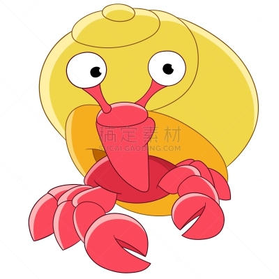 可爱的,寄生蟹,卡通,分离着色,自然,兵蟹,野生动物,海洋,自然美,算命