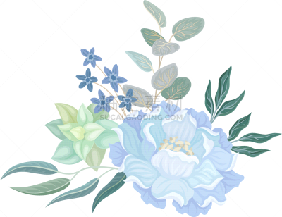 tender floral composition with blue flowers and
