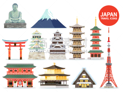 日本,名声,国际著名景点,寺庙,插画,建筑,传统,旅途,设计