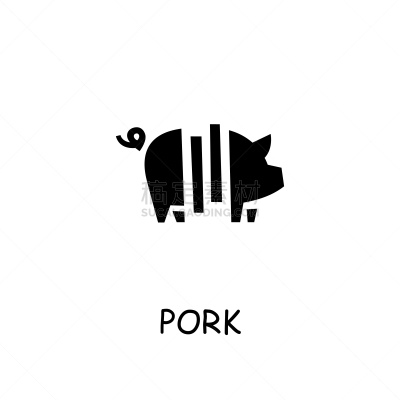 猪肉,图标,平坦的,腰肉,牛排,部分,动物腿骨,食品,炊具,肚子