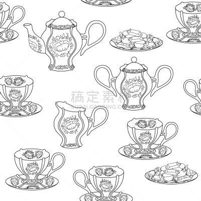 四方连续纹样,下午茶,分离着色,轮廓,国内著名景点,热,菜单,晚餐,烹调,装饰