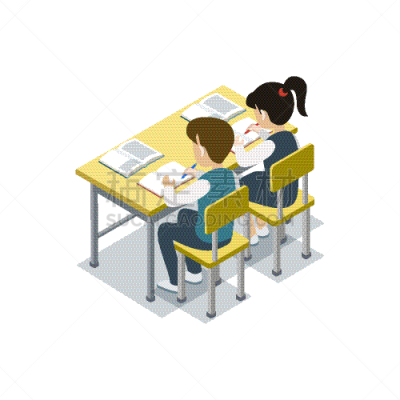 书桌,儿童,学生,男孩,知识,矢量,坐,教育,学习,教
