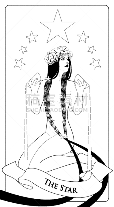 自然美,塔罗牌,女孩,星星,秘密,女人,矢量,绘制