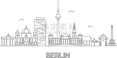 城市天际线,柏林,名声,大门,建筑,都市风景,西,剪影