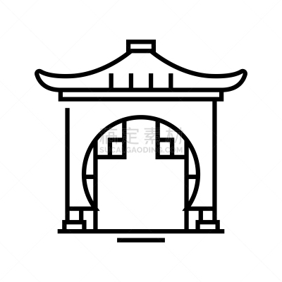 绘画插图,轮廓,符号,矢量,标志,拱门,线图标,概念,直的,进入