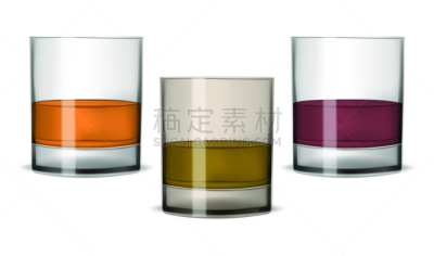 短的,充满的,白色背景,矢量,玻璃,饮料,玻璃杯,绘画插图,透明,布置