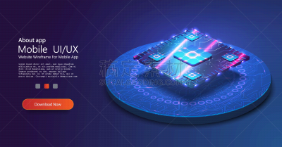 futuristic microchip processor with lights on the