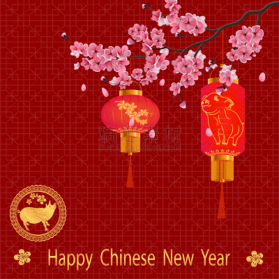 樱桃,红色,照明设备,两个物体,春节,传统,事件,传统节日,问候