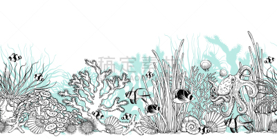 动物,水下,水平画幅,风景,深的,在底端,法国,热带气候,呼吸管,野生动物